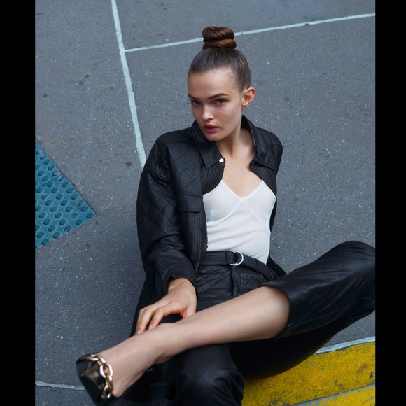 Zara Pants - Zara Black Faux Leather Quilted Detail High Waisted Pants Sizes XS,S & M